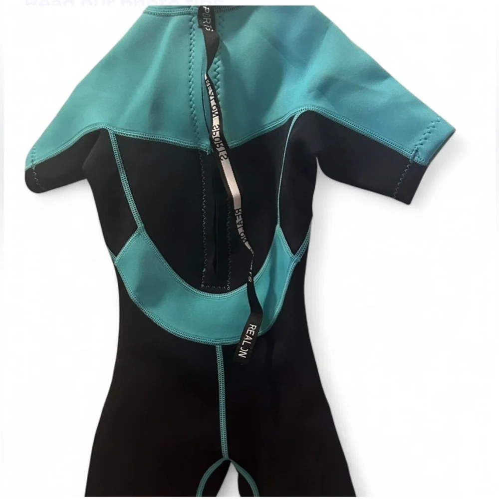 Realon Kids XS Shorty Wetsuit Blue & Black 90% Neoprene Swim Surf Water Sports